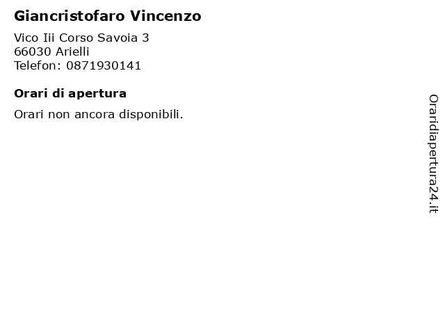 Giancristofaro Vincenzo a Arielli: indirizzo e orari di apertura