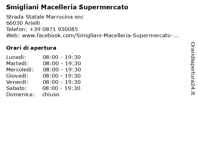Smigliani Macelleria Supermercato a Arielli: indirizzo e orari di apertura