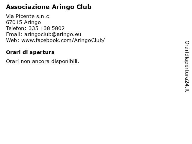 Associazione Aringo Club a Aringo: indirizzo e orari di apertura