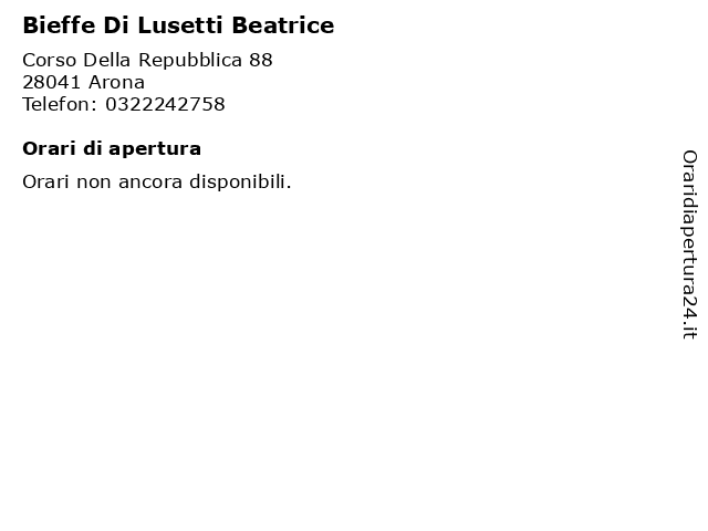 Bieffe Di Lusetti Beatrice a Arona: indirizzo e orari di apertura