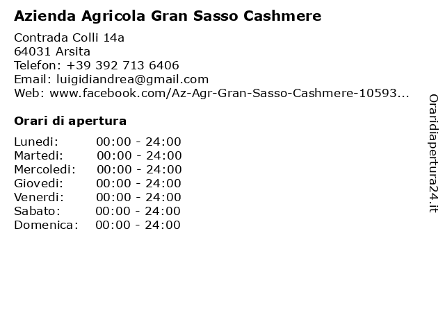 Azienda Agricola Gran Sasso Cashmere a Arsita: indirizzo e orari di apertura