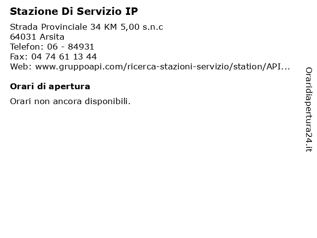 Stazione Di Servizio IP a Arsita: indirizzo e orari di apertura