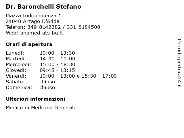 Ambulatorio Medico (Dr. Baronchelli Stefano) a Arzago D'Adda: indirizzo e orari di apertura