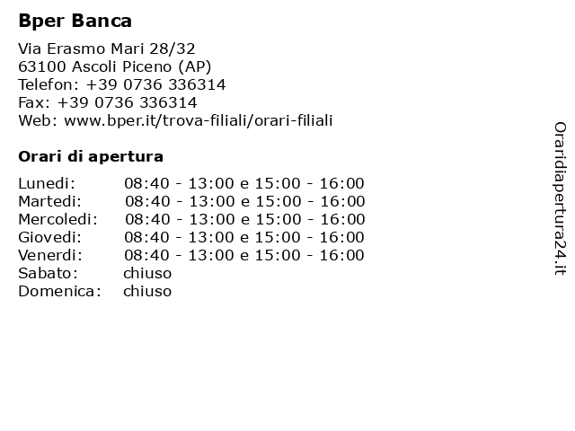 Bper Banca a Ascoli Piceno (AP): indirizzo e orari di apertura