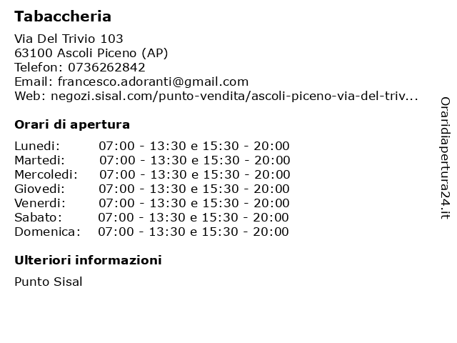 Tabaccheria a Ascoli Piceno (AP): indirizzo e orari di apertura