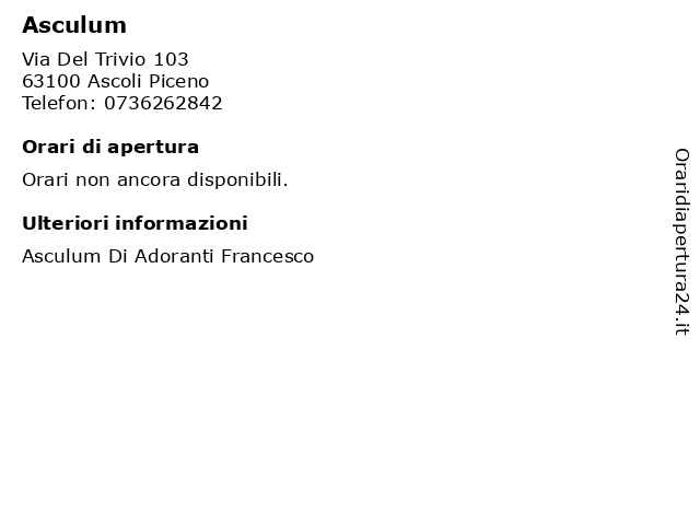Asculum a Ascoli Piceno: indirizzo e orari di apertura