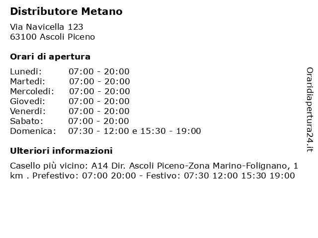 Distributore Metano a Ascoli Piceno: indirizzo e orari di apertura