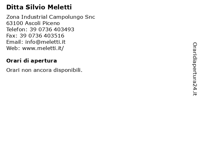 Ditta Silvio Meletti a Ascoli Piceno: indirizzo e orari di apertura
