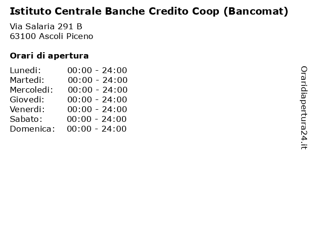 Istituto Centrale Banche Credito Coop (Bancomat) a Ascoli Piceno: indirizzo e orari di apertura