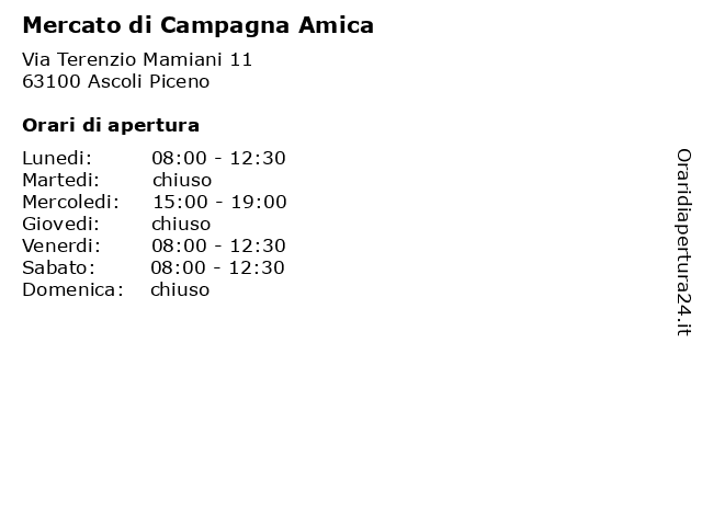 Mercato di Campagna Amica a Ascoli Piceno: indirizzo e orari di apertura