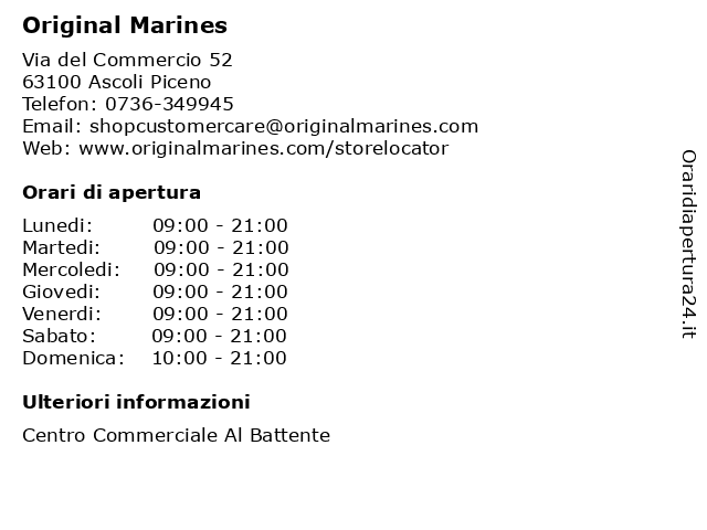 Original Marines a Ascoli Piceno: indirizzo e orari di apertura