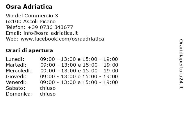 Osra Adriatica a Ascoli Piceno: indirizzo e orari di apertura