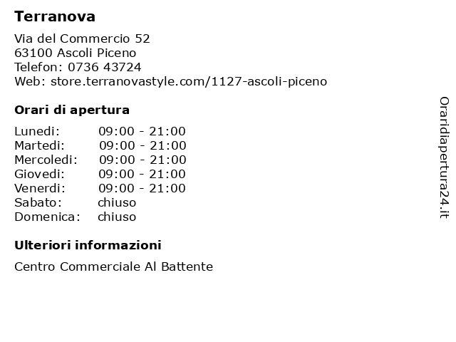Terranova a Ascoli Piceno: indirizzo e orari di apertura