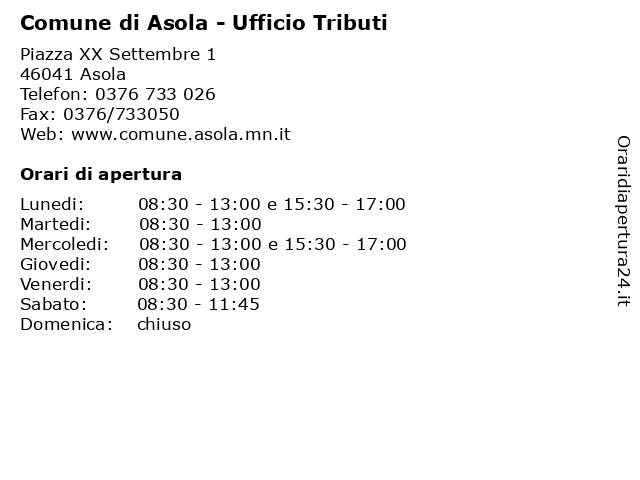 Comune di Asola - Ufficio Tributi a Asola: indirizzo e orari di apertura