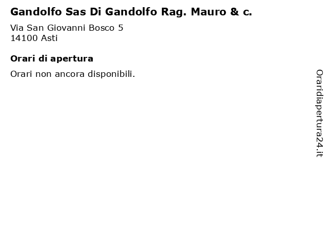 Gandolfo Sas Di Gandolfo Rag. Mauro & c. a Asti: indirizzo e orari di apertura