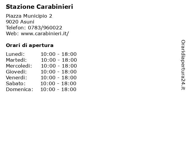Stazione Carabinieri a Asuni: indirizzo e orari di apertura