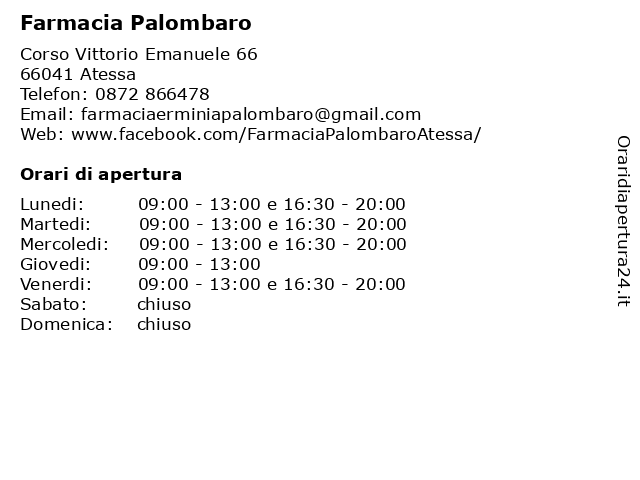 Farmacia Palombaro a Atessa: indirizzo e orari di apertura