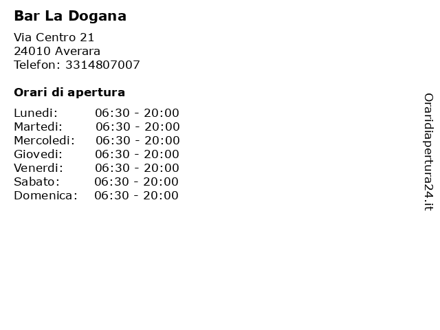 Bar La Dogana a Averara: indirizzo e orari di apertura