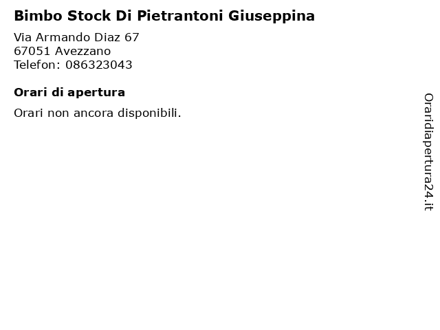 Bimbo Stock Di Pietrantoni Giuseppina a Avezzano: indirizzo e orari di apertura