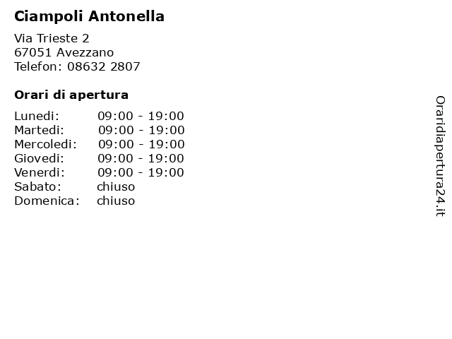 Ciampoli Antonella a Avezzano: indirizzo e orari di apertura