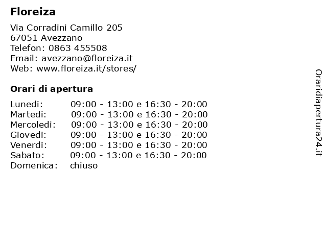 Floreiza a Avezzano: indirizzo e orari di apertura