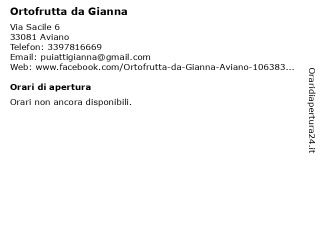 Ortofrutta da Gianna a Aviano: indirizzo e orari di apertura