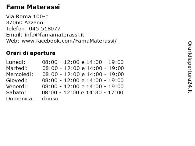 Fama Materassi.ᐅ Orari Fama Materassi Via Roma 100 C 37060 Azzano