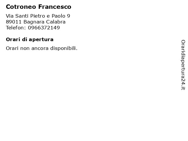 Cotroneo Francesco a Bagnara Calabra: indirizzo e orari di apertura
