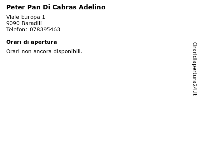Peter Pan Di Cabras Adelino a Baradili: indirizzo e orari di apertura