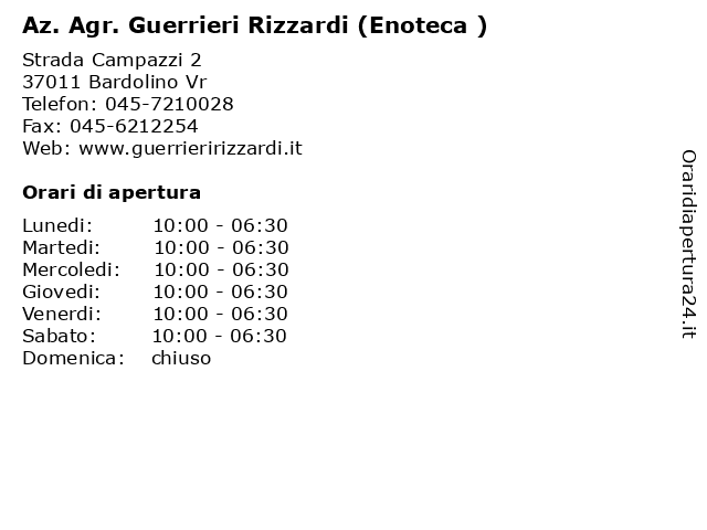 Az. Agr. Guerrieri Rizzardi (Enoteca ) a Bardolino Vr: indirizzo e orari di apertura