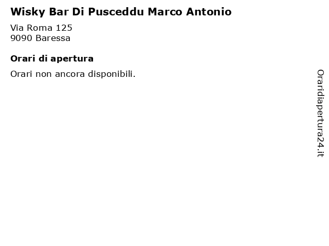 Wisky Bar Di Pusceddu Marco Antonio a Baressa: indirizzo e orari di apertura