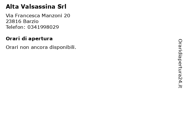 Alta Valsassina Srl a Barzio: indirizzo e orari di apertura