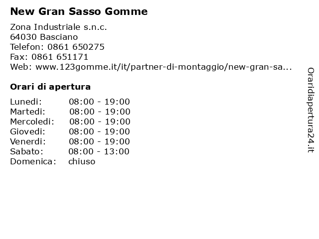 New Gran Sasso Gomme a Basciano: indirizzo e orari di apertura