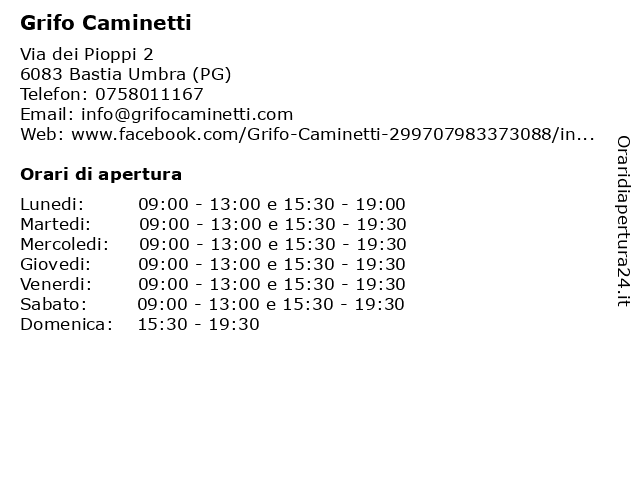 ᐅ Orari Grifo Caminetti Via Campiglione 42 060 Bastia
