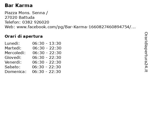 Bar Karma a Battuda: indirizzo e orari di apertura