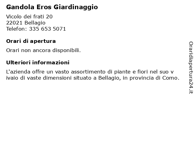 Gandola Eros Giardinaggio a Bellagio: indirizzo e orari di apertura