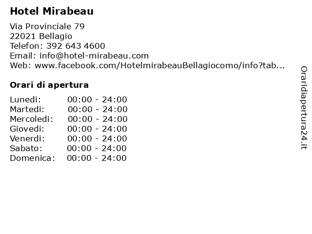Hotel Mirabeau a Bellagio: indirizzo e orari di apertura