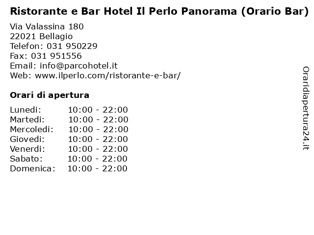 Ristorante e Bar Hotel Il Perlo Panorama (Orario Bar) a Bellagio: indirizzo e orari di apertura