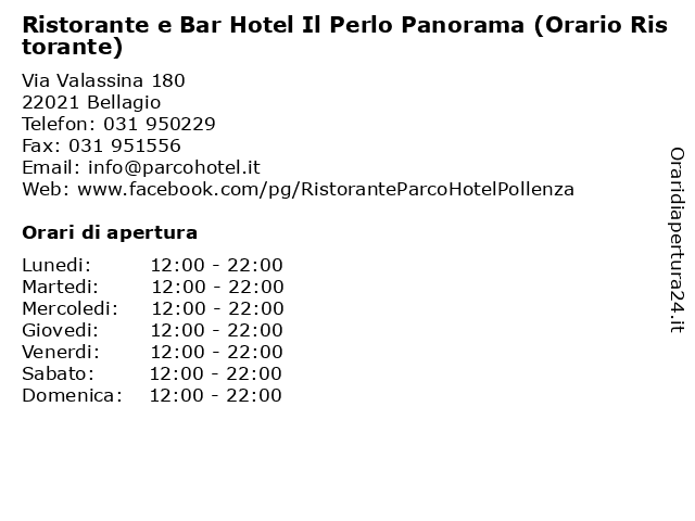 Ristorante e Bar Hotel Il Perlo Panorama (Orario Ristorante) a Bellagio: indirizzo e orari di apertura