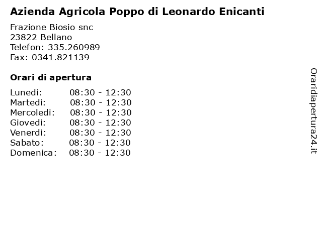 Azienda Agricola Poppo di Leonardo Enicanti a Bellano: indirizzo e orari di apertura