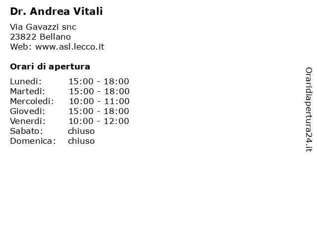 Dr. Andrea Vitali a Bellano: indirizzo e orari di apertura