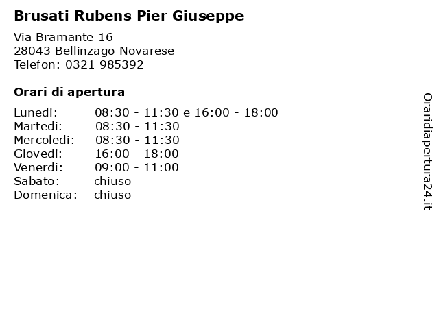 Brusati Rubens Pier Giuseppe a Bellinzago Novarese: indirizzo e orari di apertura