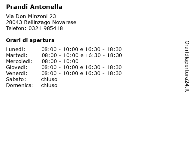 Prandi Antonella a Bellinzago Novarese: indirizzo e orari di apertura