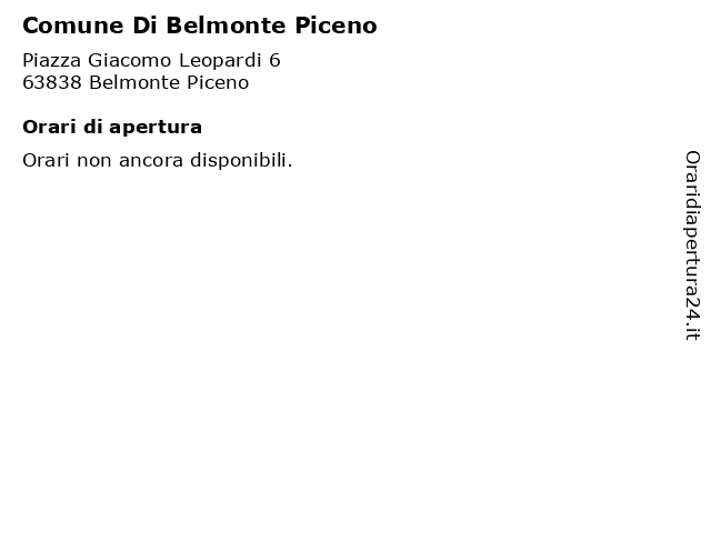 Comune Di Belmonte Piceno a Belmonte Piceno: indirizzo e orari di apertura