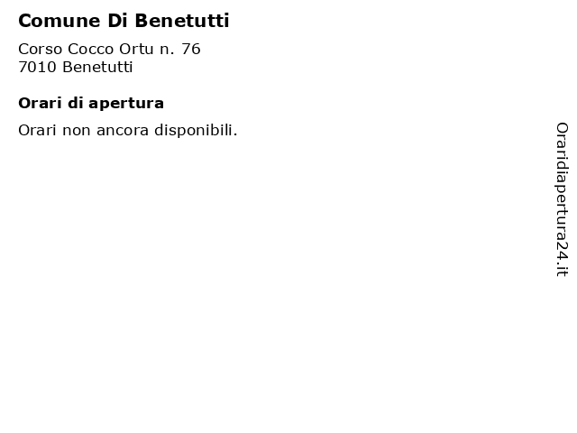 Comune Di Benetutti a Benetutti: indirizzo e orari di apertura