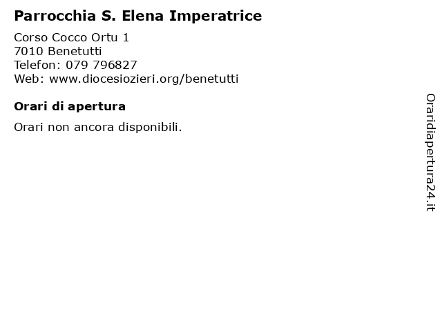 Parrocchia S. Elena Imperatrice a Benetutti: indirizzo e orari di apertura