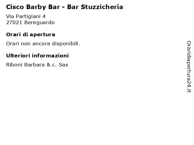 Cisco Barby Bar - Bar Stuzzicheria a Bereguardo: indirizzo e orari di apertura