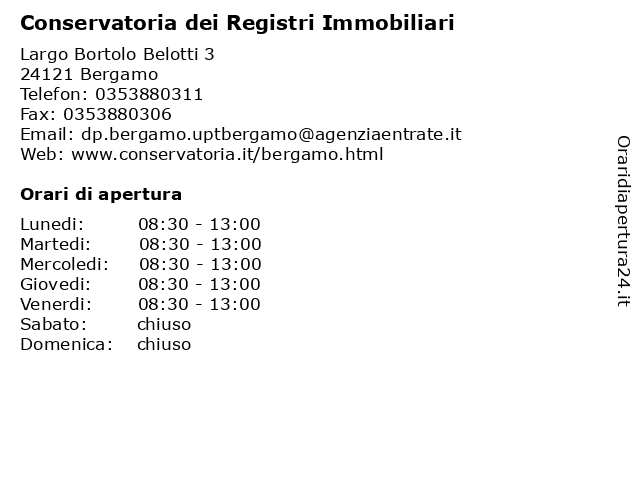 Conservatoria dei Registri Immobiliari a Bergamo: indirizzo e orari di apertura