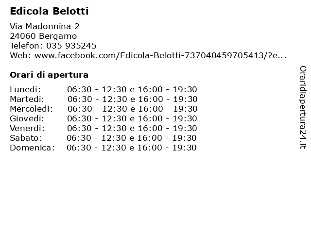Edicola Belotti a Bergamo: indirizzo e orari di apertura
