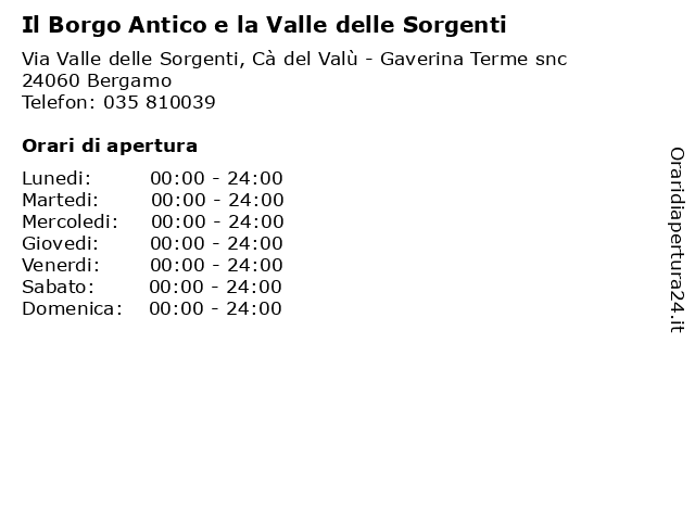 Il Borgo Antico e la Valle delle Sorgenti a Bergamo: indirizzo e orari di apertura